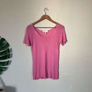 Escada Pink Fine Knit Short Sleeve Top
